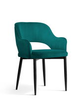 Scaun tapitat cu stofa si picioare metalice Mercy Velvet Turcoaz / Negru, l53xA60xH79 cm