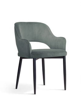 Scaun tapitat cu stofa si picioare metalice Mercy Velvet Gri / Negru, l53xA60xH79 cm