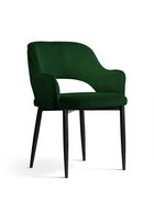 Scaun tapitat cu stofa si picioare metalice Mercy Velvet Verde / Negru, l53xA60xH79 cm