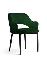 Scaun tapitat cu stofa si picioare metalice Mercy Velvet Verde / Negru, l53xA60xH79 cm