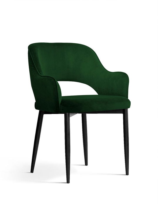 Scaun tapitat cu stofa si picioare metalice Mercy Velvet Verde / Negru, l53xA60xH79 cm