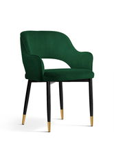 Scaun tapitat cu stofa si picioare metalice Mercy Velvet Verde / Negru / Auriu, l53xA60xH79 cm