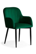 Scaun tapitat cu stofa si picioare metalice Tulip Velvet Verde / Negru, l55xA57xH84 cm