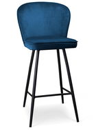 Scaun de bar tapitat cu stofa, cu picioare metalice Aine Bleumarin / Negru, l50xA53xH106 cm