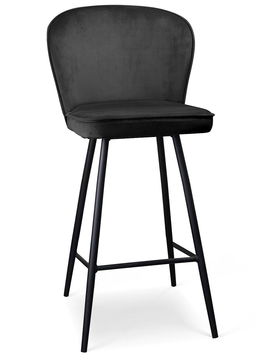 Scaun de bar tapitat cu stofa, cu picioare metalice Aine Negru, l50xA53xH106 cm