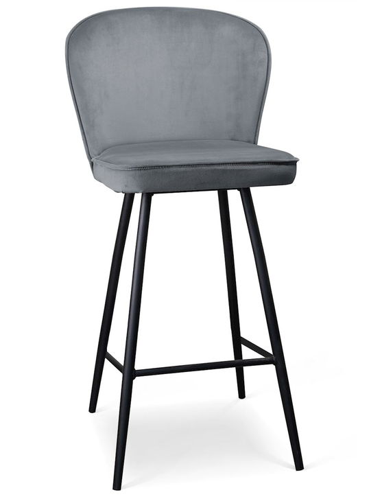 Scaun de bar tapitat cu stofa, cu picioare metalice Aine Gri / Negru, l50xA53xH106 cm