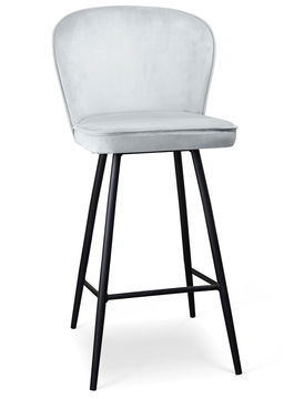 Scaun de bar tapitat cu stofa, cu picioare metalice Aine Argintiu / Negru, l50xA53xH106 cm
