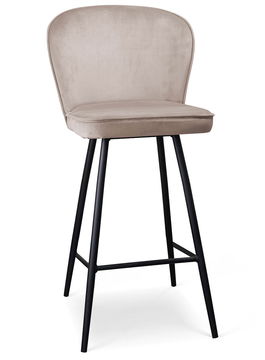 Scaun de bar tapitat cu stofa, cu picioare metalice Aine Bej / Negru, l50xA53xH106 cm