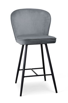 Scaun de bar tapitat cu stofa, cu picioare metalice Aine Small Gri / Negru, l50xA53xH96 cm
