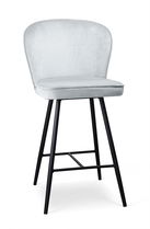 Scaun de bar tapitat cu stofa, cu picioare metalice Aine Small Argintiu / Negru, l50xA53xH96 cm