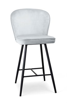 Scaun de bar tapitat cu stofa, cu picioare metalice Aine Small Argintiu / Negru, l50xA53xH96 cm