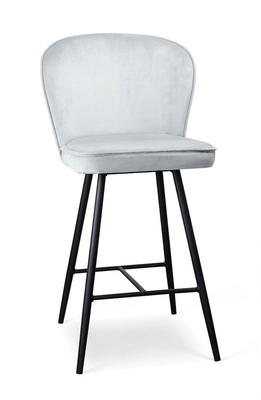 Scaun de bar tapitat cu stofa, cu picioare metalice Aine Small Argintiu / Negru, l50xA53xH96 cm