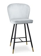 Scaun de bar tapitat cu stofa, cu picioare metalice Aine Small Argintiu / Negru / Auriu, l50xA53xH96 cm