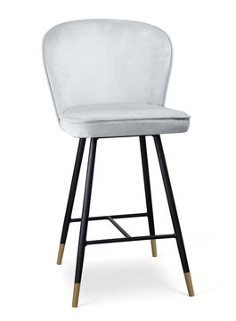 Scaun de bar tapitat cu stofa, cu picioare metalice Aine Small Argintiu / Negru / Auriu, l50xA53xH96 cm