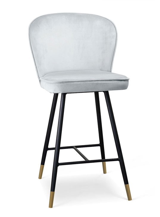 Scaun de bar tapitat cu stofa, cu picioare metalice Aine Small Argintiu / Negru / Auriu, l50xA53xH96 cm