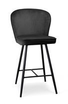 Scaun de bar tapitat cu stofa, cu picioare metalice Aine Small Negru, l50xA53xH96 cm
