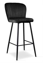 Scaun de bar tapitat cu stofa, cu picioare metalice Shelly Negru, l50xA53xH106 cm