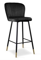Scaun de bar tapitat cu stofa, cu picioare metalice Shelly Negru / Auriu, l50xA53xH106 cm