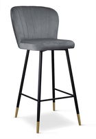 Scaun de bar tapitat cu stofa, cu picioare metalice Shelly Gri / Negru / Auriu, l50xA53xH106 cm