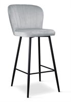 Scaun de bar tapitat cu stofa, cu picioare metalice Shelly Argintiu / Negru, l50xA53xH106 cm