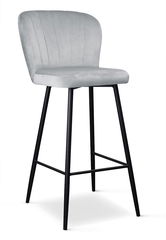 Scaun de bar tapitat cu stofa, cu picioare metalice Shelly Argintiu / Negru, l50xA53xH106 cm