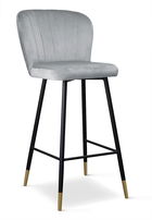 Scaun de bar tapitat cu stofa, cu picioare metalice Shelly Argintiu / Negru / Auriu, l50xA53xH106 cm
