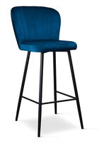Scaun de bar tapitat cu stofa, cu picioare metalice Shelly Bleumarin / Negru, l50xA53xH106 cm