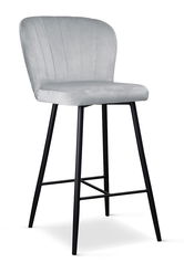 Scaun de bar tapitat cu stofa, cu picioare metalice Shelly Small Argintiu / Negru, l50xA53xH96 cm
