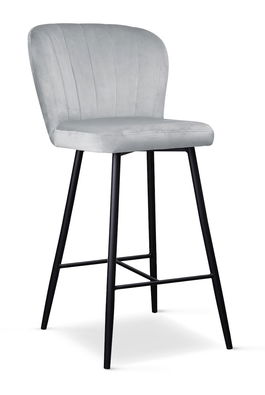 Scaun de bar tapitat cu stofa, cu picioare metalice Shelly Small Argintiu / Negru, l50xA53xH96 cm
