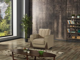 Fotoliu extensibil tapitat cu stofa Bugatti Crem, l94xA80xH90 cm