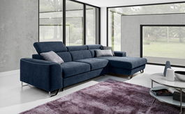 Coltar Astino Small Matrix 14/Cayenne 1115 Extensibil cu Arcuri Ondulate si Spuma Poliuretanica, Sezlong pe Dreapta, Suprafata de Dormit 225x123 cm, tapitat cu Stofa, cu Lada de Depozitare, Tetiere Reglabile, l280xA170xH77-95 cm