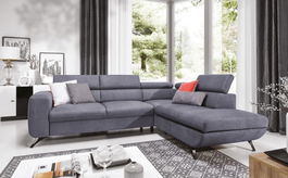 Coltar Aratos Pulse 71 Extensibil cu Arcuri Ondulate si Spuma Poliuretanica, Sezlong pe Dreapta, Suprafata de Dormit 205x135 cm, tapitat cu Stofa, cu Lada de Depozitare, Tetiere Reglabile, l275xA225xH76-96 cm