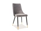 Scaun tapitat cu stofa si picioare metalice, Pirro Velvet Gri / Negru / Auriu, l47xA59xH93 cm