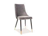 Scaun tapitat cu stofa si picioare metalice, Pirro Velvet Gri / Negru / Auriu, l47xA59xH93 cm