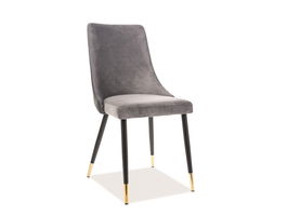 Scaun tapitat cu stofa si picioare metalice, Pirro Velvet Gri / Negru / Auriu, l47xA59xH93 cm
