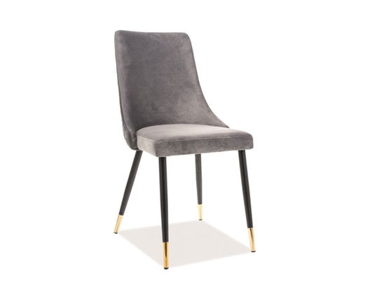 Scaun tapitat cu stofa si picioare metalice, Pirro Velvet Gri / Negru / Auriu, l47xA59xH93 cm