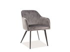 Scaun tapitat cu stofa si picioare metalice Eleanor Velvet Gri / Negru, l59xA62xH81 cm