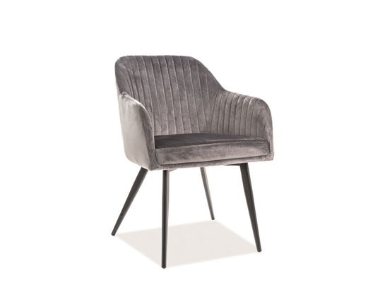 Scaun tapitat cu stofa si picioare metalice Eleanor Velvet Gri / Negru, l59xA62xH81 cm
