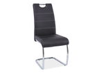 Scaun tapitat cu piele ecologica si picioare metalice, Han-666 Negru / Crom, l42xA45xH98 cm