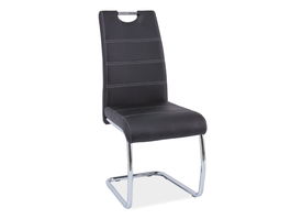Scaun tapitat cu piele ecologica si picioare metalice, Han-666 Negru / Crom, l42xA45xH98 cm
