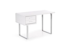 Masa de birou din MDF si metal, cu 2 sertare Ben-30 Alb / Crom, L120xl55xH76 cm