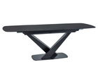 Masa extensibila din MDF, sticla si metal Cassian Negru, L160-220xl90xH76 cm