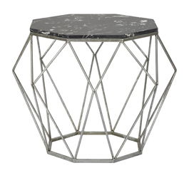 Masa de cafea din metal Diamond Marble Negru, Ø68xH52 cm
