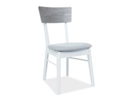 Scaun din lemn, tapitat cu stofa Apsel Gri / Alb, l43xA42xH83 cm