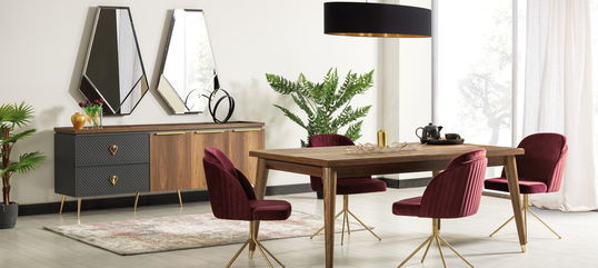 Set de mobila dining din pal si metal, 10 piese Pietro Nuc