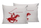 Set 2 fete perna din bumbac, Beverly Hills Polo Club BHPC 004 Alb / Rosu, 50 x 70 cm