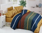 Lenjerie de pat din bumbac Ranforce, Beverly Hills Polo Club BHPC 041 Mustariu / Bleumarin, 200 x 220 cm
