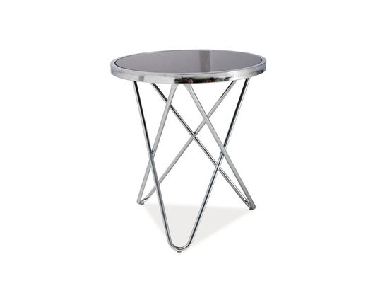 Masa de cafea din sticla si metal Fryda C Negru / Crom, Ø45xH50 cm