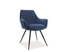 Scaun tapitat cu stofa, cu picioare metalice Lilibet Velvet Bleumarin / Negru, l59xA59xH82 cm