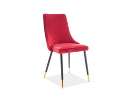 Scaun tapitat cu stofa si picioare metalice, Pirro Velvet Bordeaux / Negru / Auriu, l47xA59xH93 cm